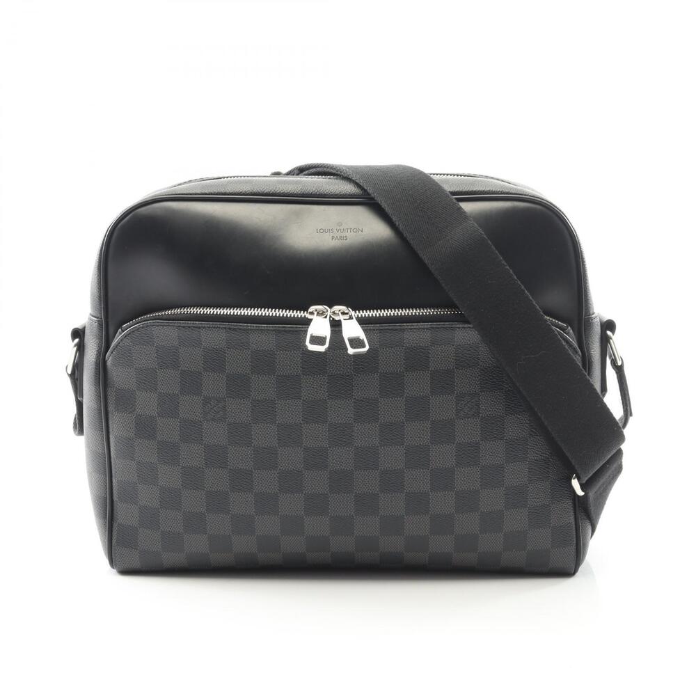 Louis Vuitton Dayton Shoulder Bag Canvas Leather Damier Graphite Black